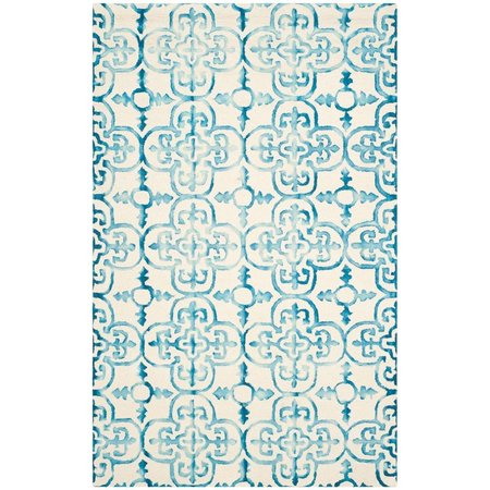 SAFAVIEH 5 x 8 ft. Dip Dye Hand Tufted Medium Rectangle Area RugIvory & Turquoise DDY711H-5